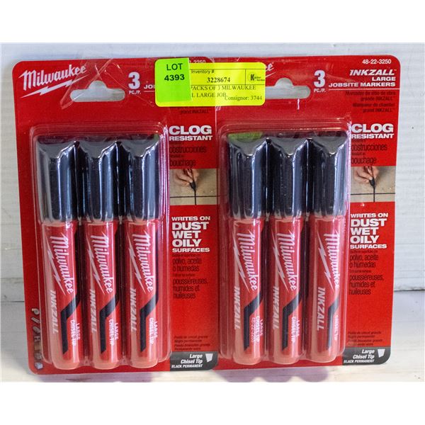 2 NEW PACKS OF 3 MILWAUKEE INKZALL LARGE JOB