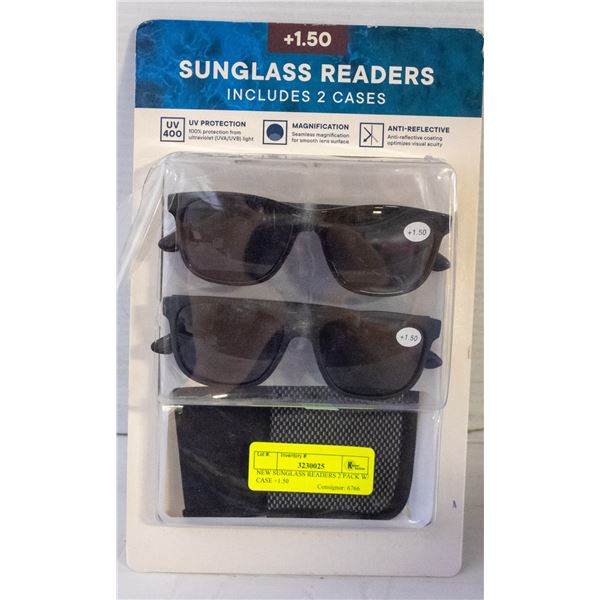 NEW SUNGLASS READERS 2 PACK W/ CASE +1.50