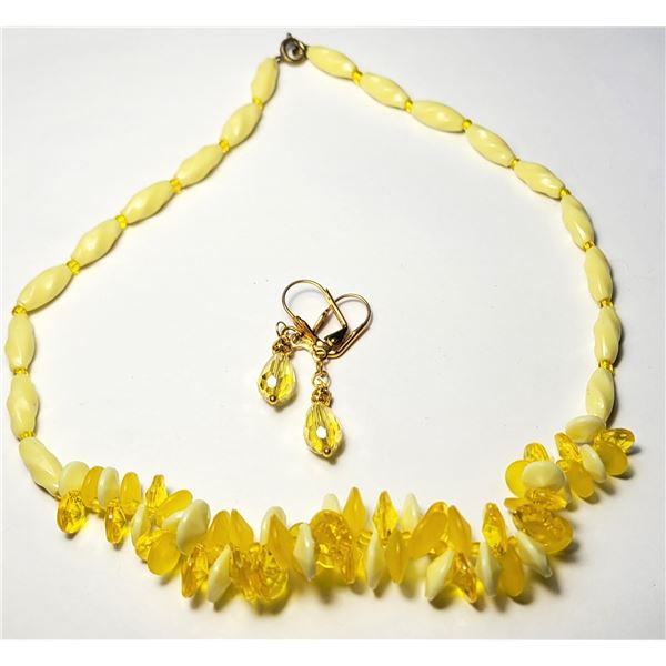 9)  YELLOW SEED AND CRYSTAL NEKLACE & COORDINATING