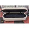 Image 2 : NEW BEIGE FABRIC OVAL STORAGE OTTOMAN L-43.5"