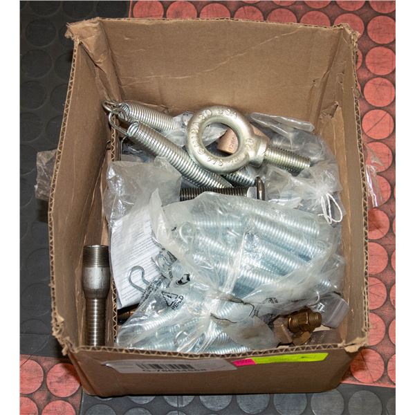 BOX FULL OF HARDWARE INCLUDING SPRINGS FOR AN
