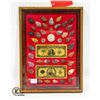 Image 1 : FRAMED 37 ARROWHEADS, COINS ETC. DISPLAY