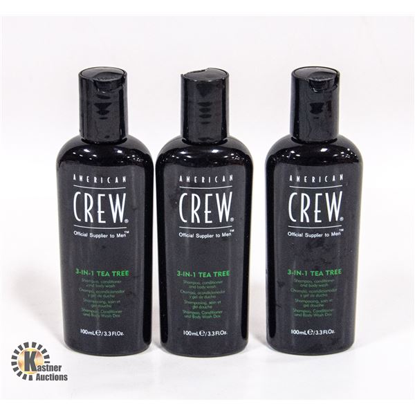 3 NEW BOTTLES AMERICAN CREW 3-IN-1 TEA TREE-