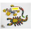 Image 1 : PAIR OF DECORATIVE LIZARDS CERAMIC & HUICHOL