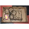 Image 1 : PAIR OF IRON WINE RACK & COOKBOOK HOLDER