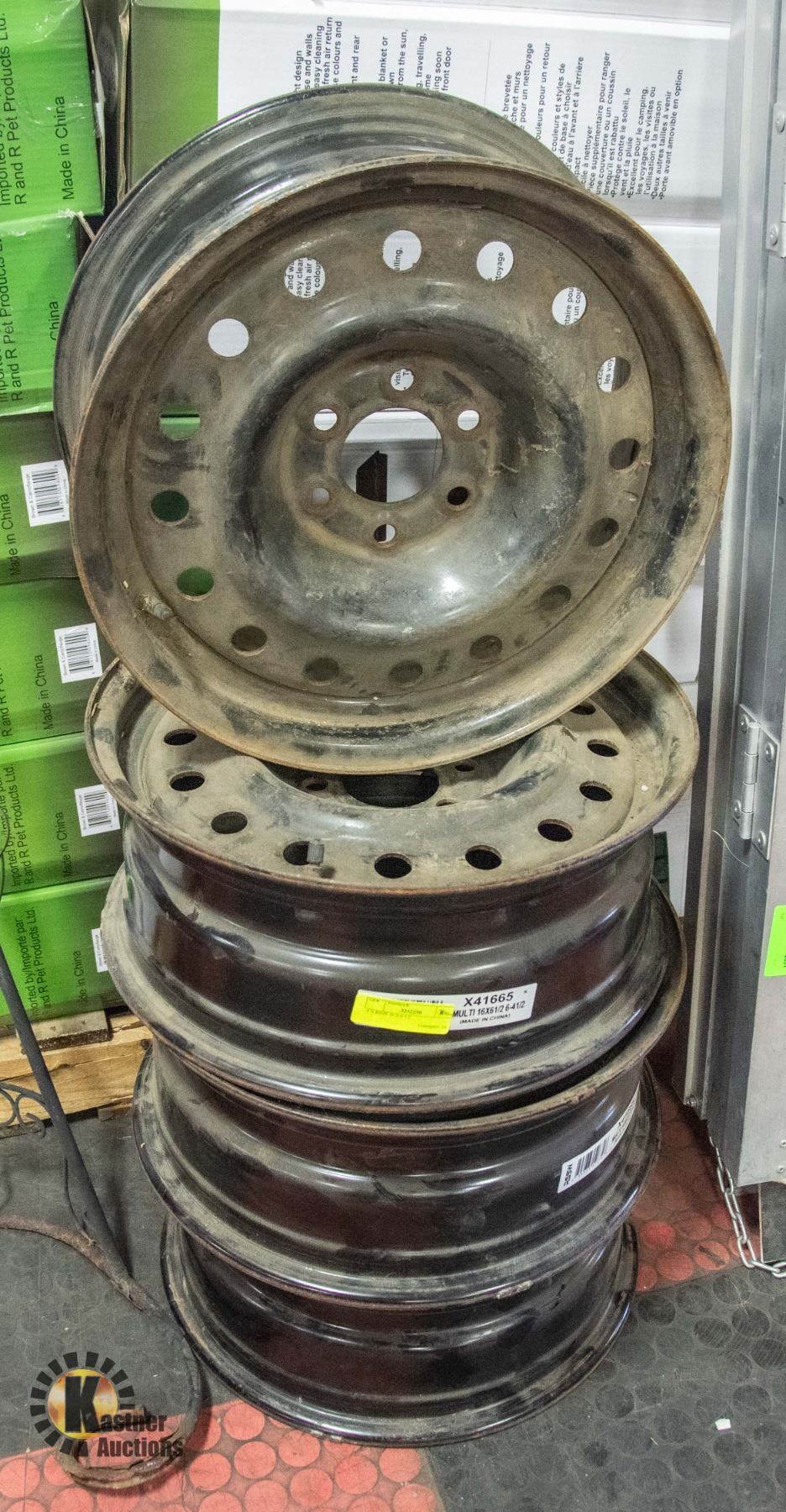4 USED STEEL RIMS 16 X 6 1/2