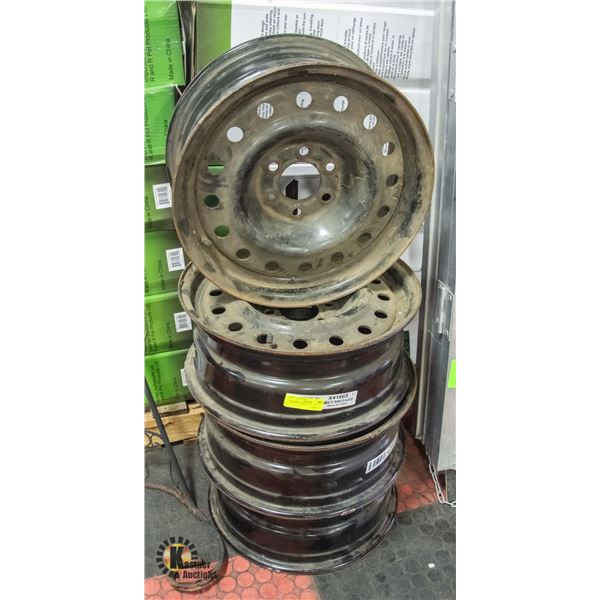 4 USED STEEL RIMS 16 X 6 1/2