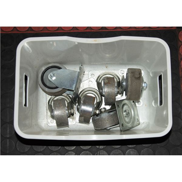 6 SMALL METAL CASTORS