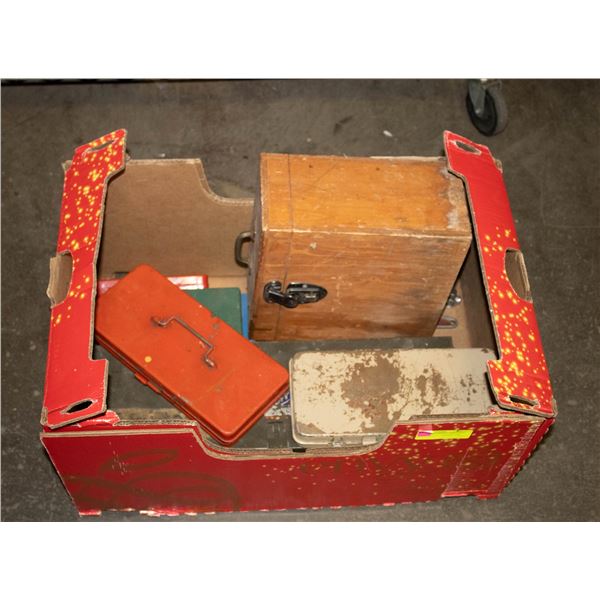 BOX OF METAL SOCKET WRENCHES TOOLBOXES