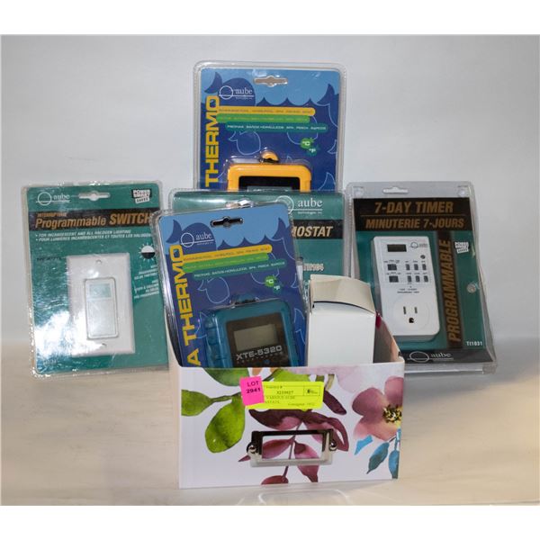 BOX OF VARIOUS AUBE THERMASTATS,