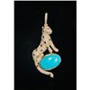 Image 1 : AVANTI: Diamond and Turquoise Panther Pendant Set in 14K Yellow Gold