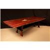 Image 1 : ANDY SANCHEZ: Eucalyptus Dining Table with Turquoise, Soapstone and Marble Inlays