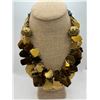 Image 1 : BETSY SIMPSON: Jasper and Gold Tone Double Strand Necklace