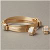 Image 1 : AFRICAN ELEPHANT HAIR: 14K Gold Fill Bracelet with CZs and Matching Studs