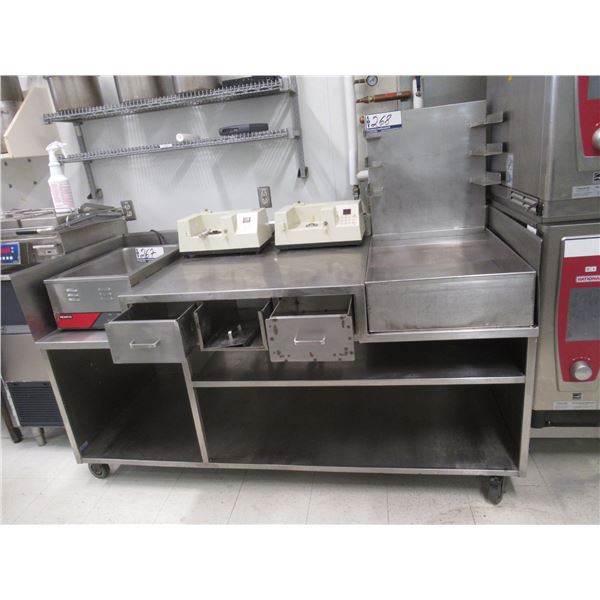 TABLE RN INOX A/ RANGEMENT 72" X 30-1/2" X 35"