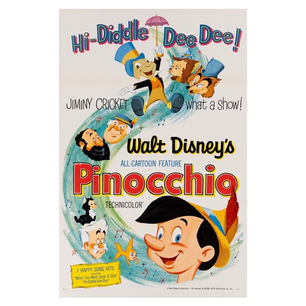 A 1962 "Pinocchio" Re-Release One-Sheet.