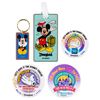 Image 1 : A Collection of Buttons, a Keychain, and a Luggage Tag.