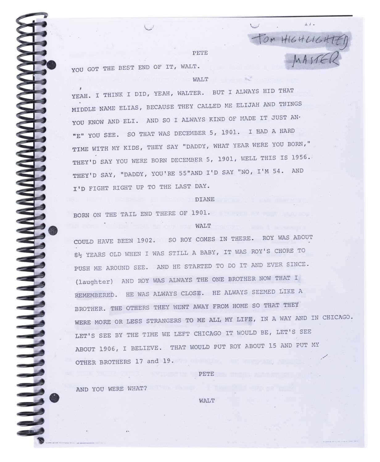 A Transcript from The Story of Walt Disney Book.