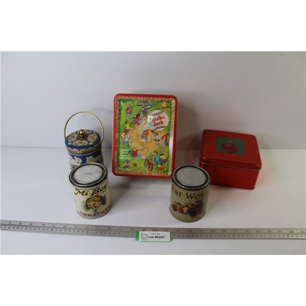 (2) Tin Containers - Cracker Jacks - Mi-Boy - Far West