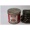 Image 2 : (4) Tin Containers - Singer - Rose Quesnel Tabacco - Nice Olive Oil - Tea From China