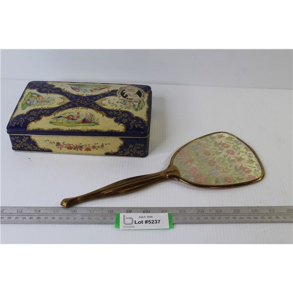 Vintage Hand Mirror - Vintage Biscuit Tin