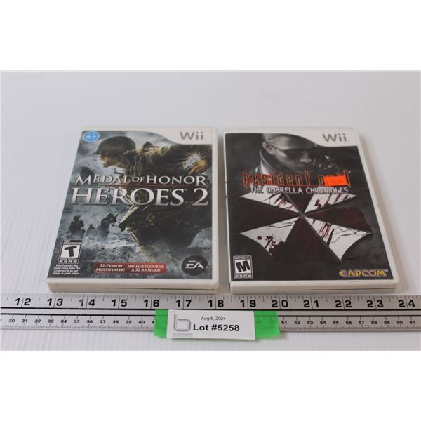 Nintendo WII Games Medal of honor Heroes 2 & Resident Evil The Umbrella Chronicles
