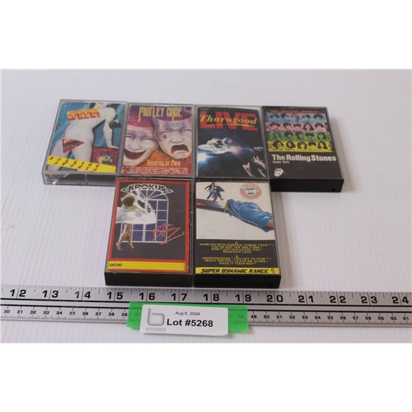 (6) Cassettes: Motley Crew & Rolling Stone & George Throgood & Misc.