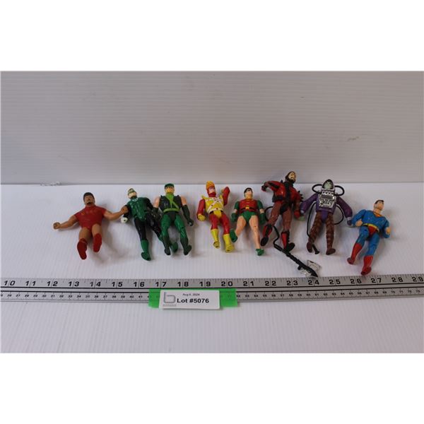 (7) DC Action Figures & (1) Russian Wrestler - As is
