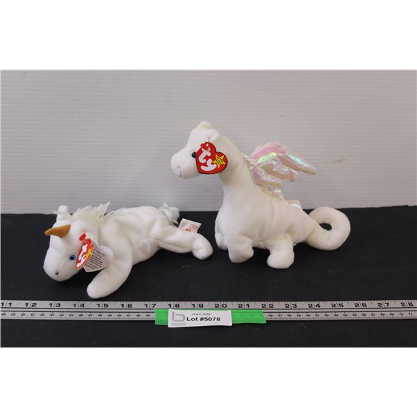 (2) TY Beanie Babys Dragon & Unicorn - As is