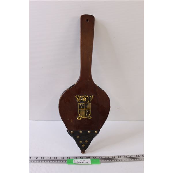 Wood Fireplace Bellow - 21.5'' - As is Missing Brass Tip