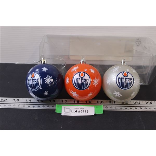 (3) Edmonton Oilers Christmas Ornaments