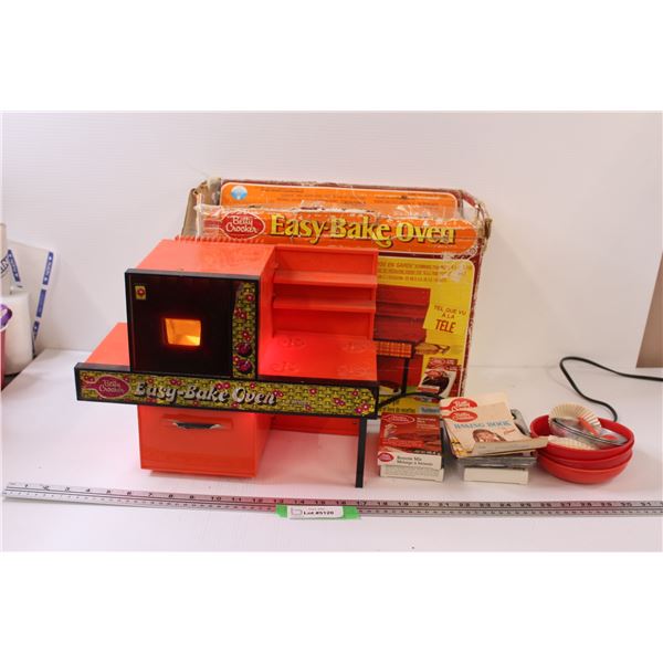 Vintage Easy Bake Oven With Original Box & Backing Accessories - As is