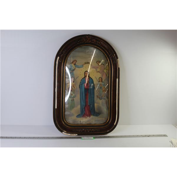 Beveled Glass Religious Picture (frame damaged - 15 3/4" x 24")