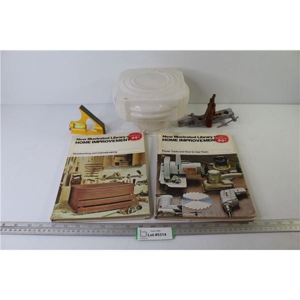 Vintage Light Shade - Level Part of Square - Part of Pipe Flaring Tool - (2) Home Improvement Books
