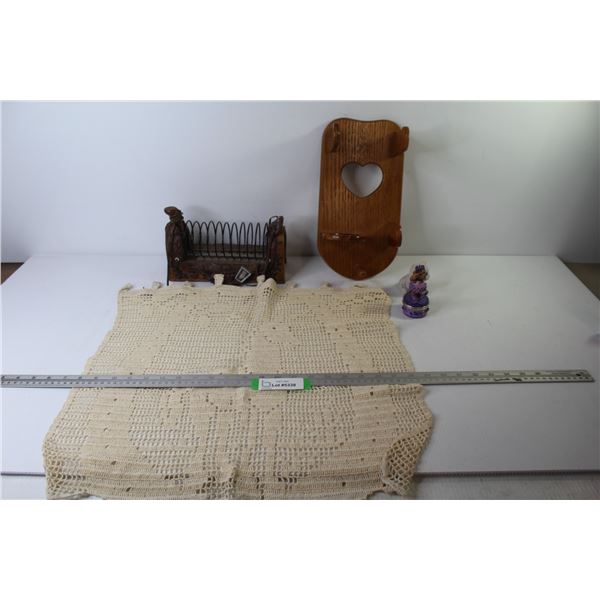 Crocheted Horse Hanger - Wooden Holder - Saddle Themed Letter Holder - Ornaments