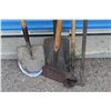 Image 2 : ** (2) Shovels, Ice Chipper, Garden Hoe, Pry bar