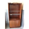 Image 1 : ** Three Glass Shelf & Two-Door Cabinet - 16" x 36" x 78"