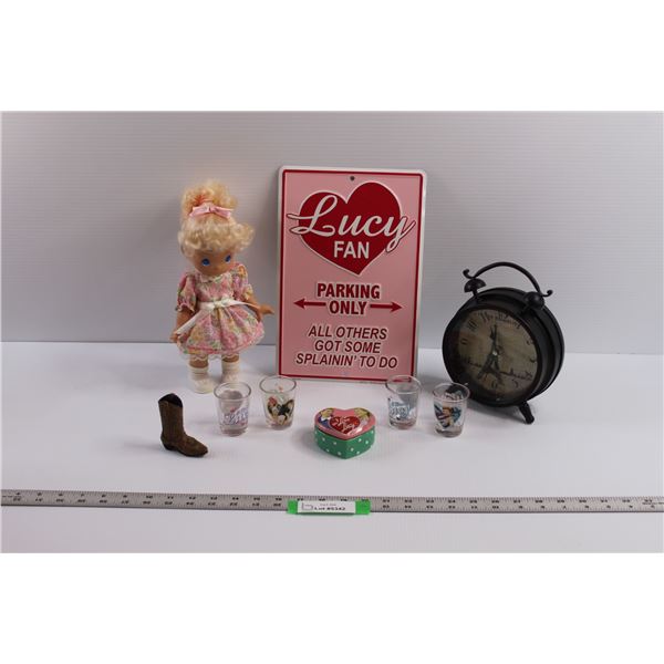 "I Love Lucy" Memorabilia, Clock Doll & Cowboy Boot