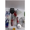 Image 3 : Various Kitchen Items - Pizza Cutter, Whisks, Funnel, Tongs, Measuring Spoons etc.