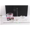 Image 1 : (3 pcs) Crystal Bowls (Fruit/Candy) , Glass Bowl & Pickle Dish & Single Flower Vase