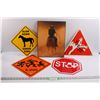 Image 1 : 12"x16" Wall Plaque, Slow Down Horse Crossing Sign & (3) Disney Street Signs
