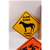 Image 7 : 12"x16" Wall Plaque, Slow Down Horse Crossing Sign & (3) Disney Street Signs