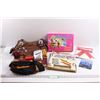 Image 1 : (2) Hand Bags, (2) Wallets, Calligraphy Book, Fashion Maker Cut & Sew Doll Clothes, Plate Holder & C