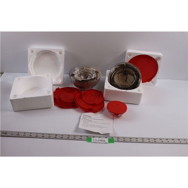 (20 pc) Glass Storage Bowl Set w/Fruit Design