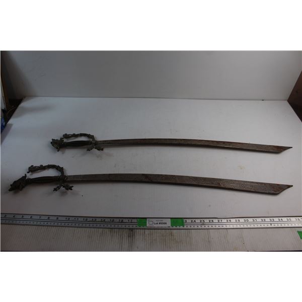 (2) Vintage Replica Paired Swords 34'' - Some Rust