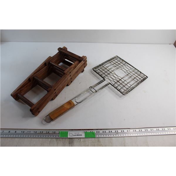 Grill Basket 8'' x 9'' and Wine Rack