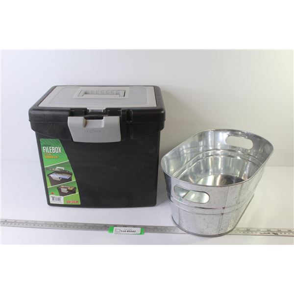 Plastic File Box - Metal Oblong Tub