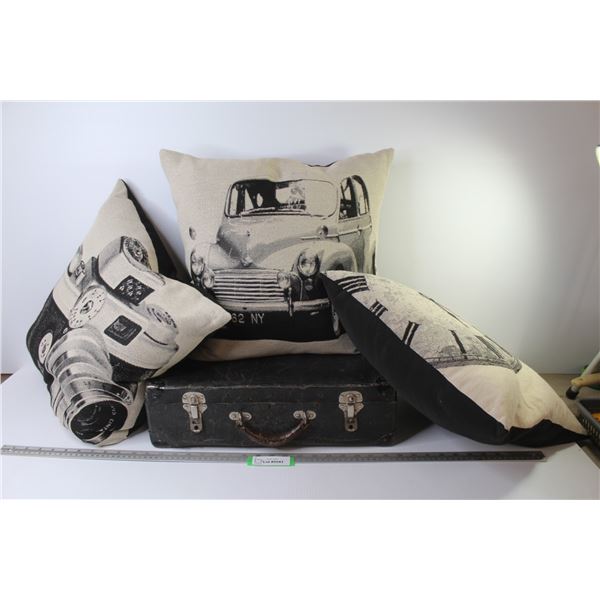 (3) Cushions - Small Vintage Suitcase