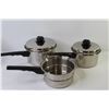 Image 4 : (3) Sauce Pans 1 w/Lid - Set of 3 Stainless Steel Mixing Bowls - Angel Food Cake Baking Pan