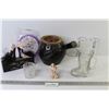 Image 1 : Asian Tea Pot - Doll Stands - Ornament - Shoe Love Stand - Plastic Clock - Glass Cowboy Shoe Cup